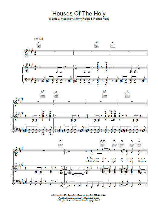 Produktgalerie: Seite 1 von 1 Houses Of The Holy, Led Zeppelin, Gesang, Gitarre, Klavier