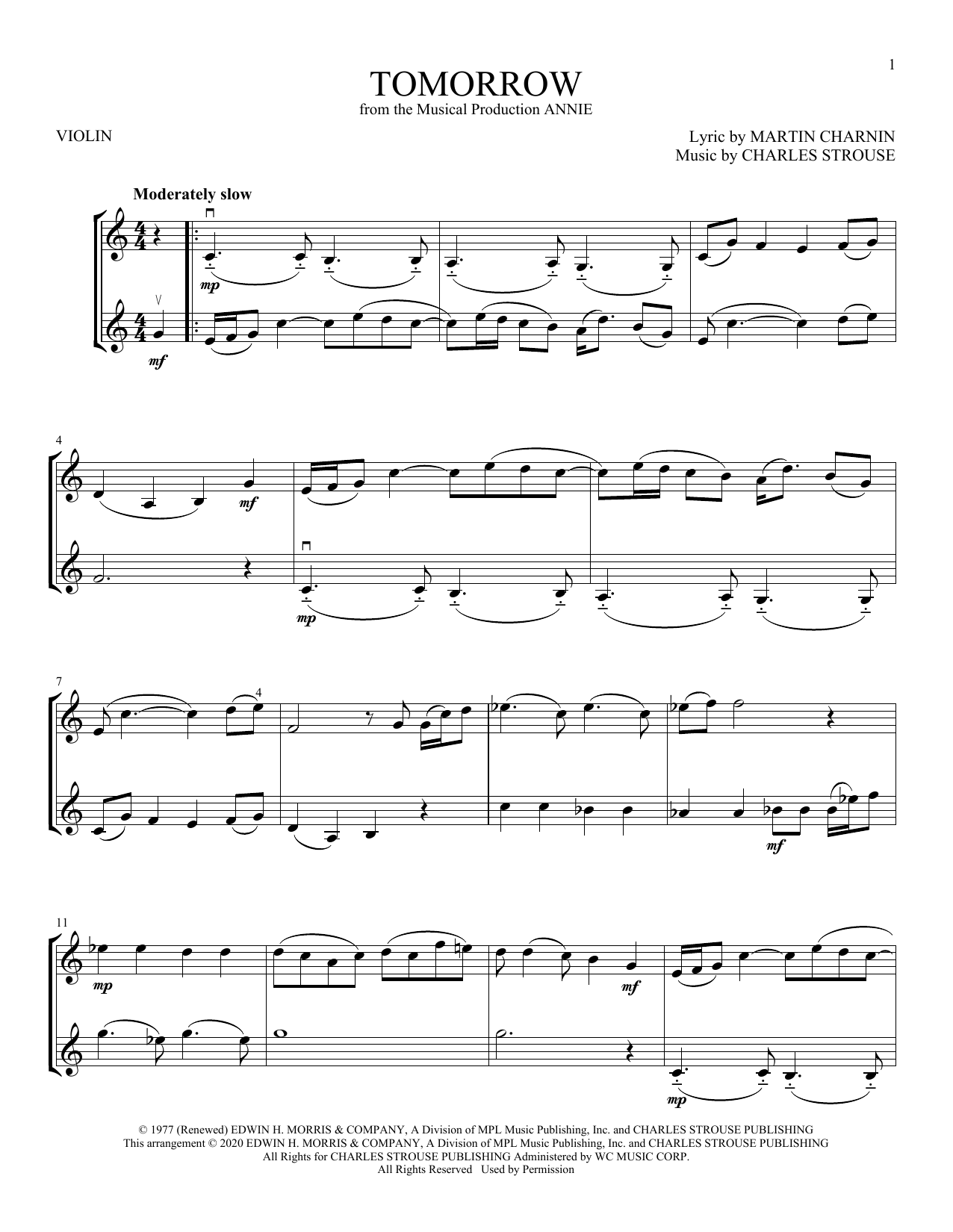 Product gallery: Page 1 of 1 Tomorrow (from Annie), Charles Strouse