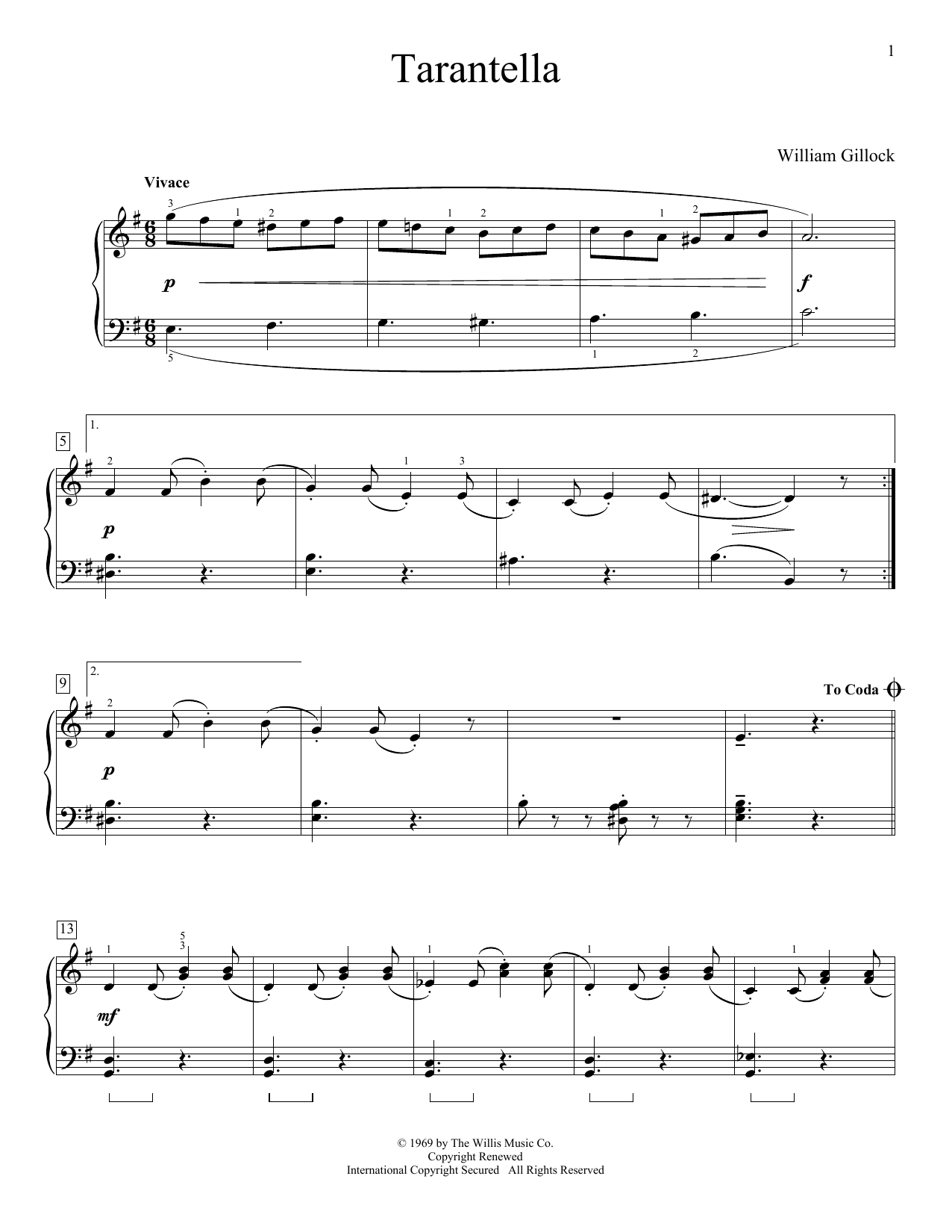 Produktgalerie: Seite 1 von 1 Tarantella, William Gillock, Klavier