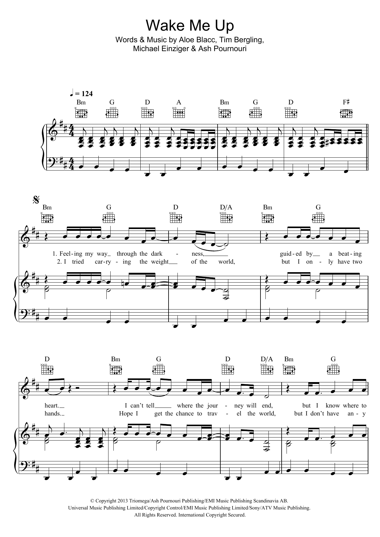 Produktgalerie: Seite 1 von 1 Wake Me Up, Avicii, Gesang, Gitarre, Klavier