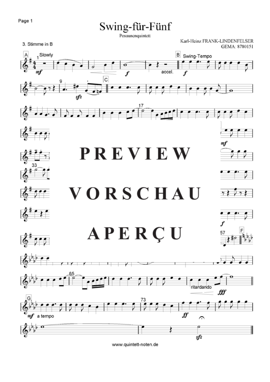 Product gallery: Page 9 of 14 Swing für Fünf , , (Trombone/Tenor Horn Quintet)