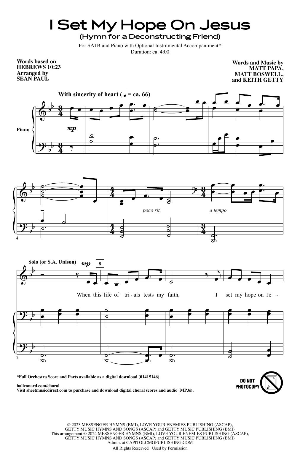 Product picture to: I Set My Hope On Jesus (Hymn For A Deconstructing Friend)