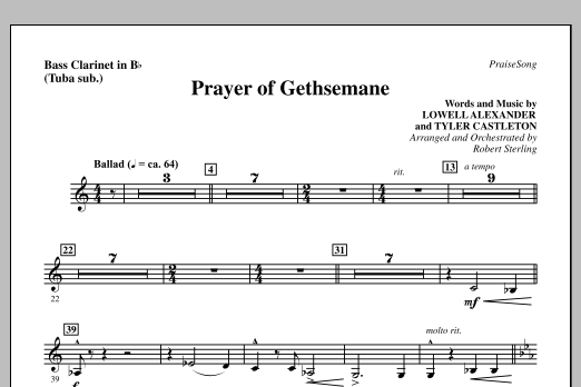 Product picture to: Prayer Of Gethsemane - Bass Clarinet (sub. Tuba)