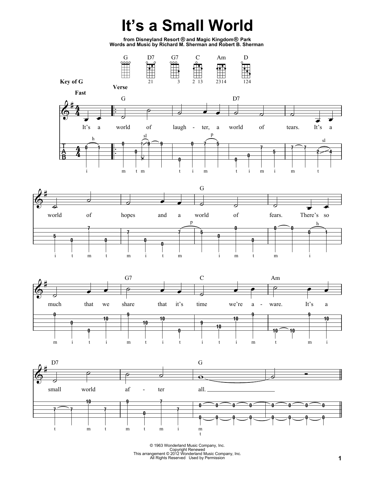 Produktgalerie: Seite 1 von 1 It's A Small World, Sherman Brothers, Banjo
