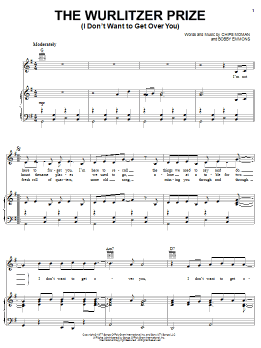 Product picture to: Wurlitzer Prize (I Don't Want To Get Over You)