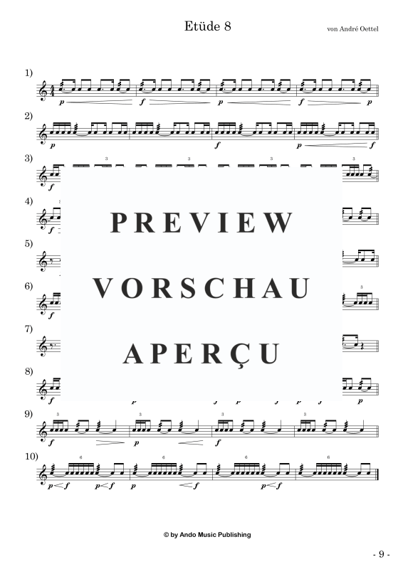 Produktgalerie: Seite 11 von 11 Etüden für Snare Drum im 4/4-Takt - Band 4, , Snare Drum Solo