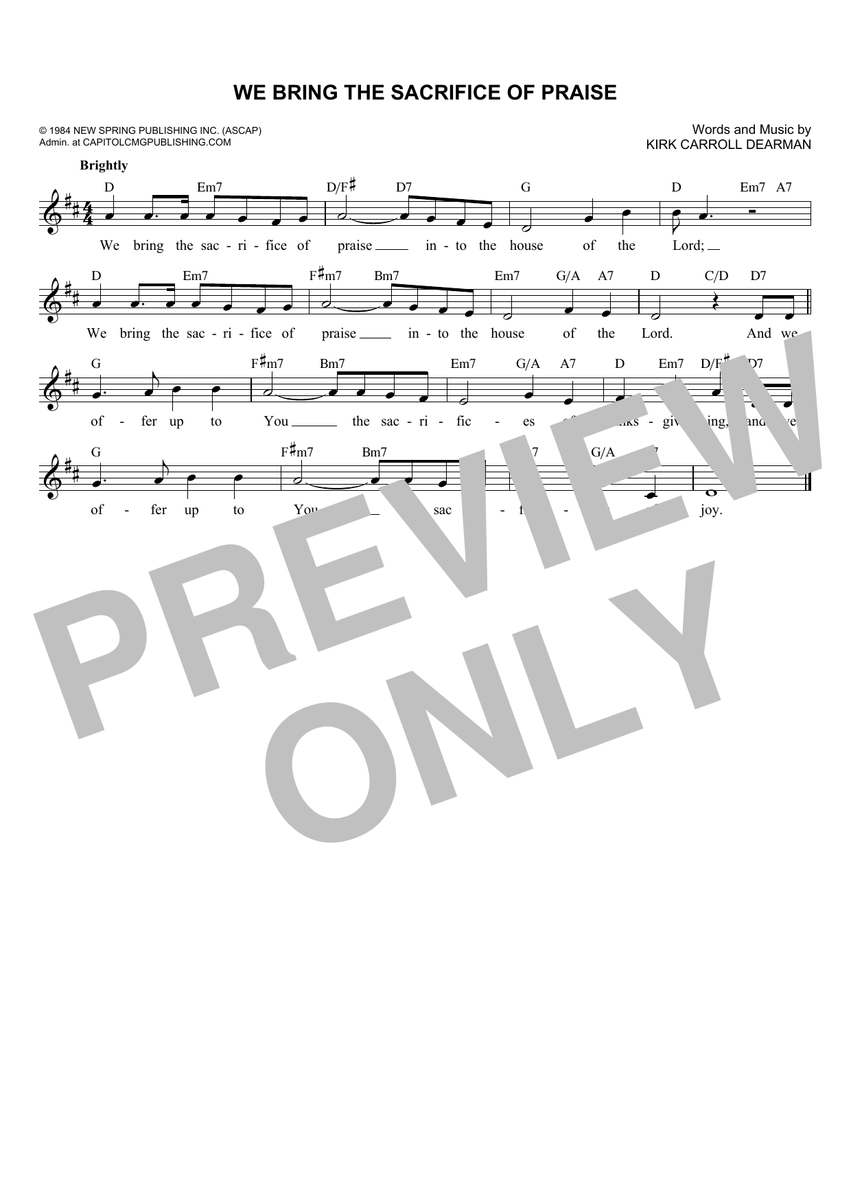 Produktbild zu: We Bring The Sacrifice Of Praise