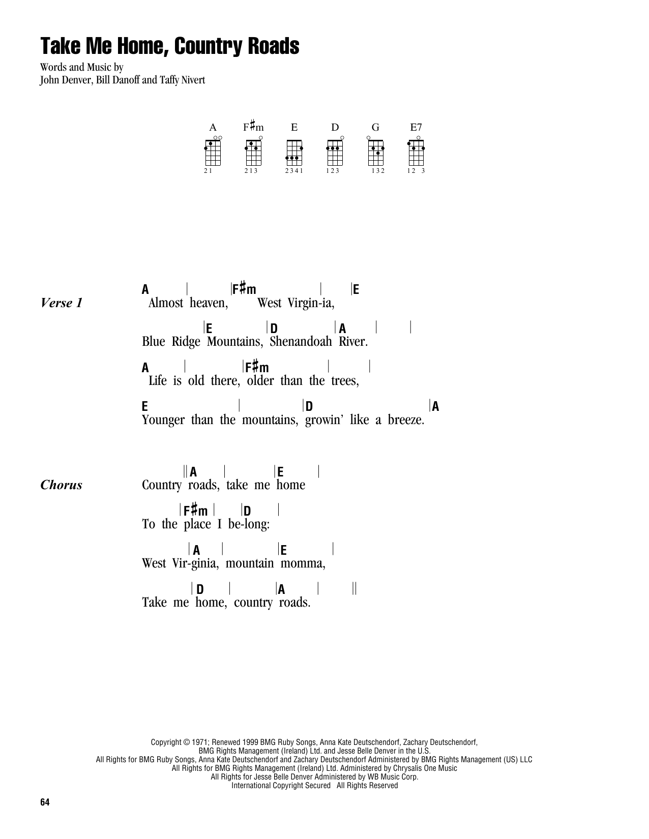Product gallery: Page 1 of 1 Take Me Home, Country Roads, John Denver