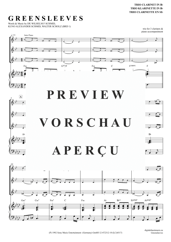 Product gallery: Page 2 of 11 Greensleeves, Simoni, Edward, (Klarinetten Trio + Klavier)