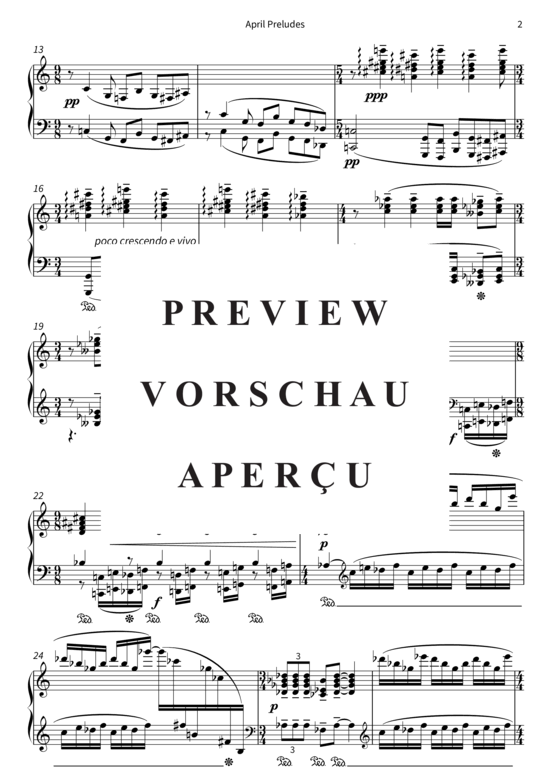 Product gallery: Page 5 of 8 April Preludes - op. 13, No. 2, Andante , , Piano Solo