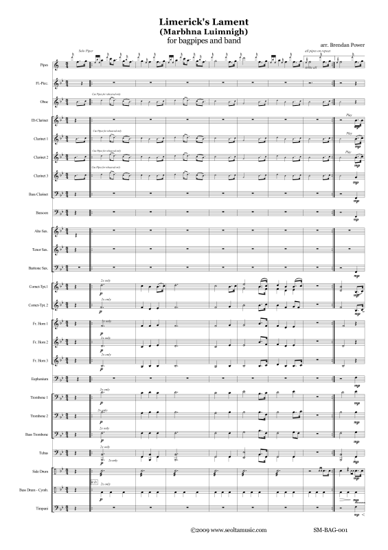 Produktbild zu: Limericks Lament for Concert Band and BagpipesTraditional