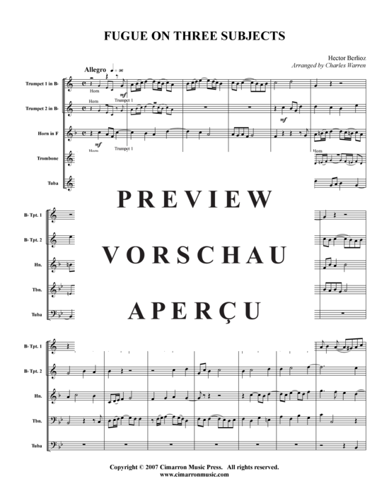 Produktgalerie: Seite 2 von 9 Fugue on Three Subjects (1829) , ,  (Blechbläserquintett)