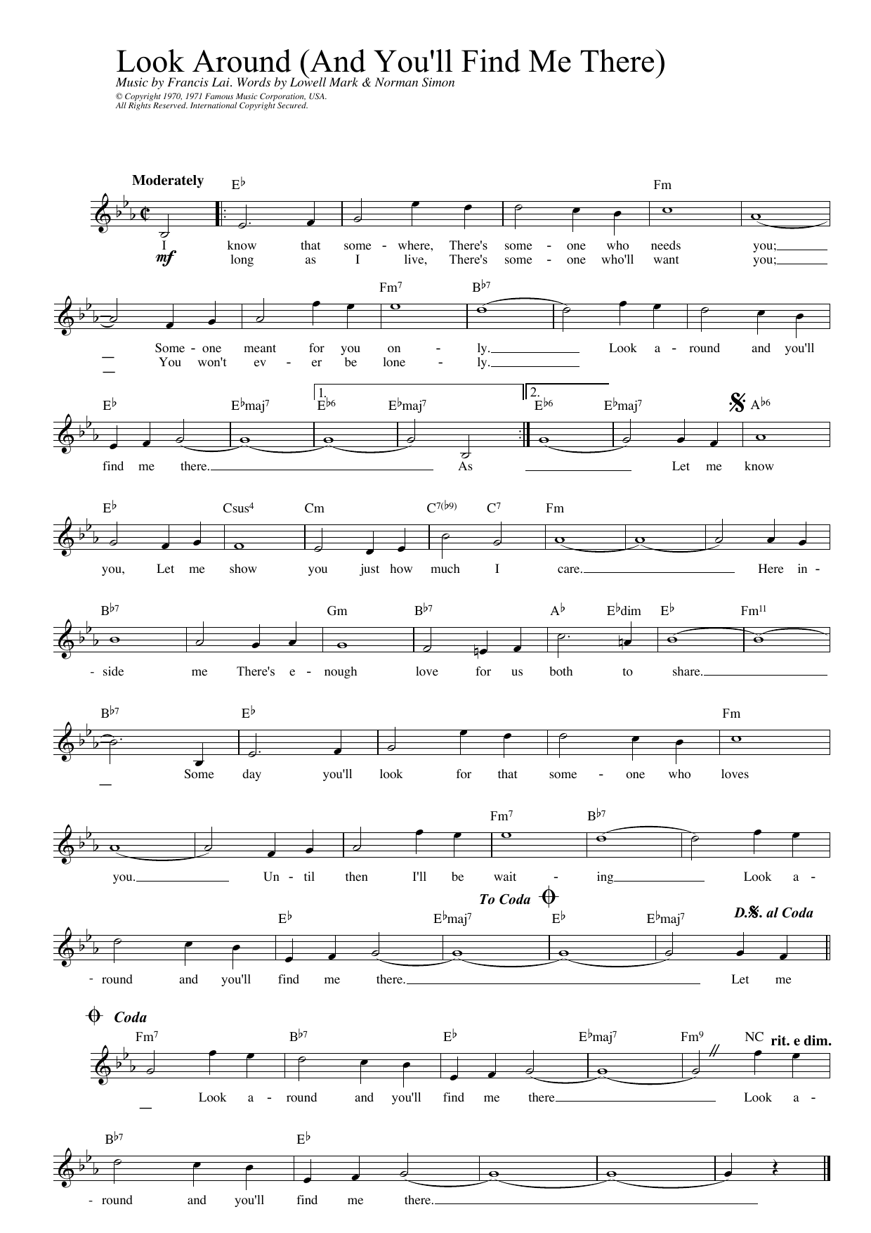 Produktbild zu: Look Around (And You'll Find Me There) (from Love Story)