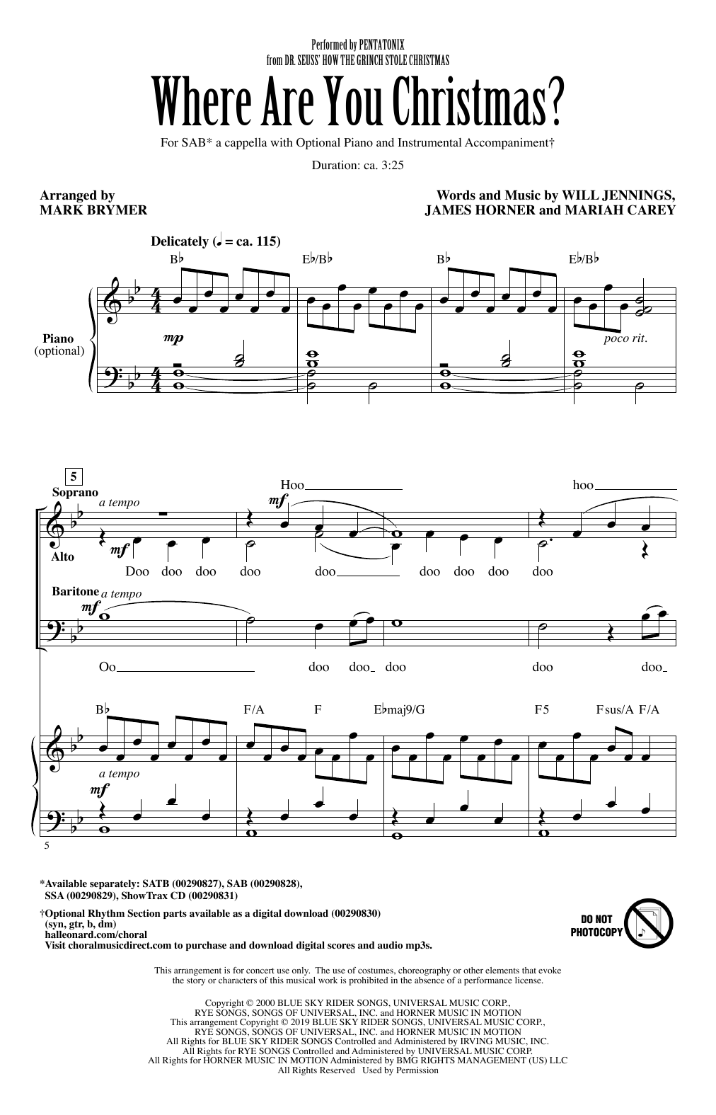 Product picture to: Where Are You Christmas? (from How The Grinch Stole Christmas) (arr. Mark Brymer)