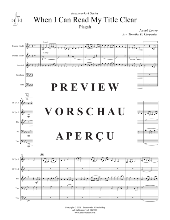 Produktgalerie: Seite 2 von 8 When I Can Read My Title Clear , , (Blechbläserquintett)