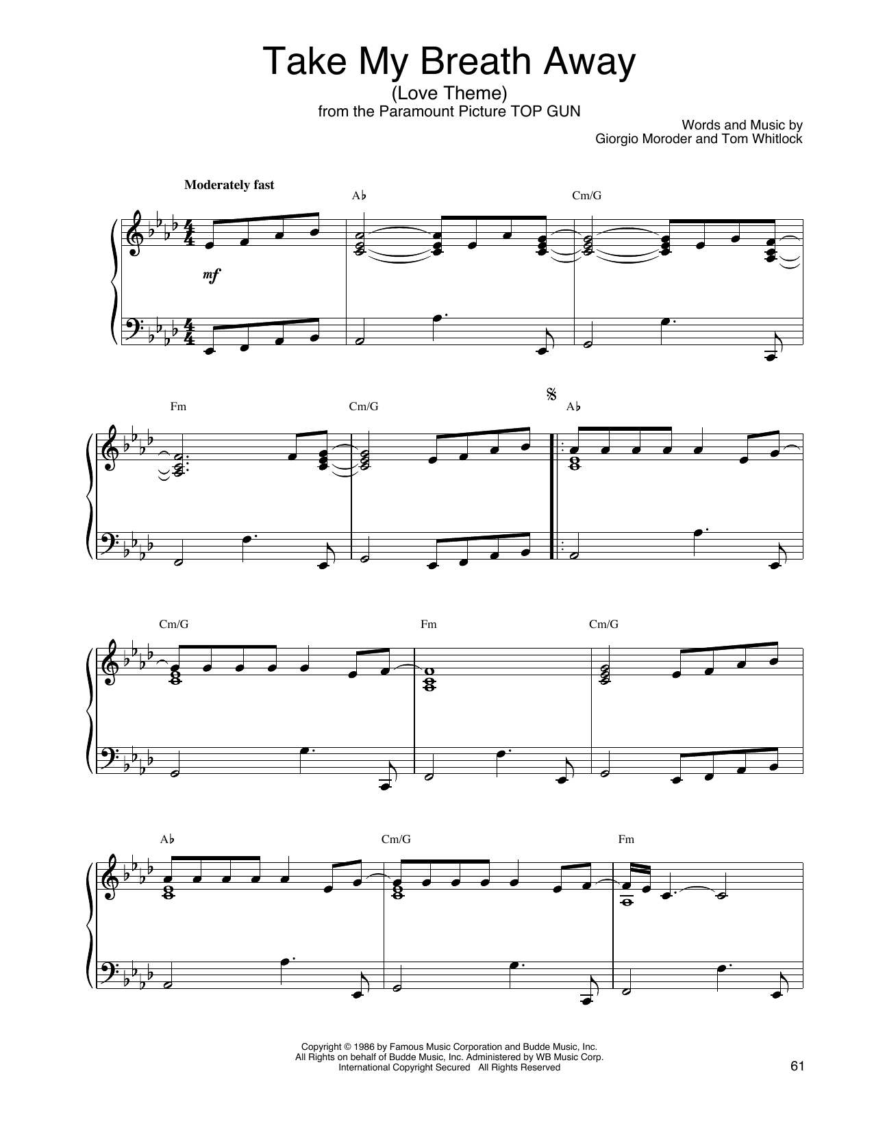 Product picture to: Take My Breath Away (Love Theme)