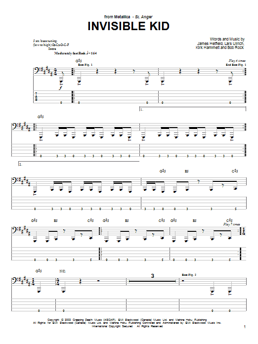 Produktgalerie: Seite 1 von 1 Invisible Kid, Metallica, E-Bass
