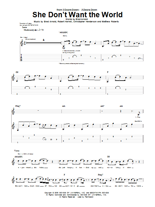 Produktgalerie: Seite 1 von 1 She Don't Want The World, 3 Doors Down, Gitarre