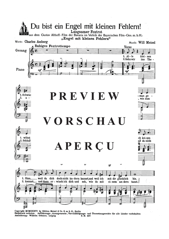 Produktgalerie: Seite 3 von 3 Du bist ein Engel mit kleinen Fehlern, , Klavier und Gesang