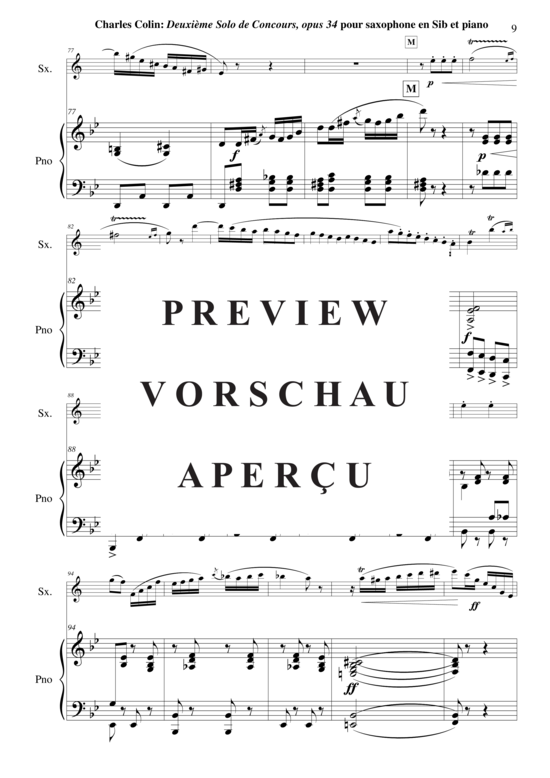 Product gallery: Page 10 of 17 Solo de Concours no. 2, Opus 34 , , (soprano/tenor saxophone + piano)