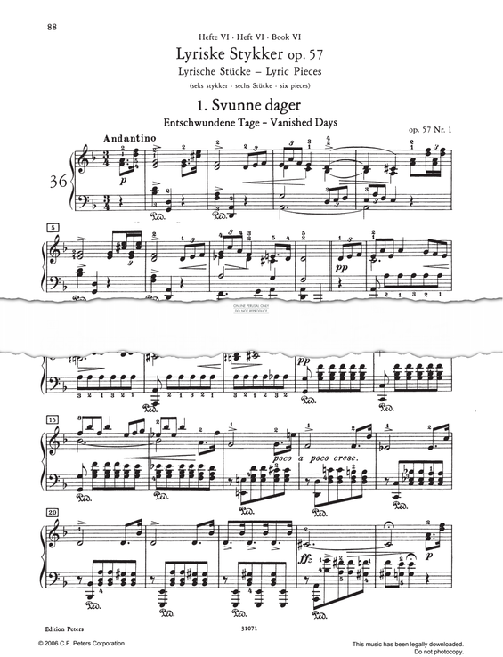 Produktgalerie: Seite 1 von 1 Svunne dager Op. 57, Edvard Grieg, Klavier
