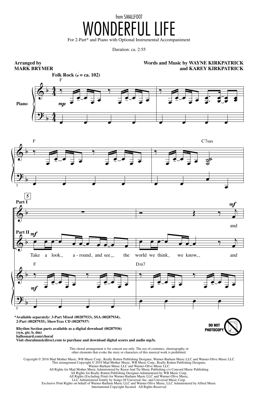 Produktbild zu: Wonderful Life (from Smallfoot) (arr. Mark Brymer)