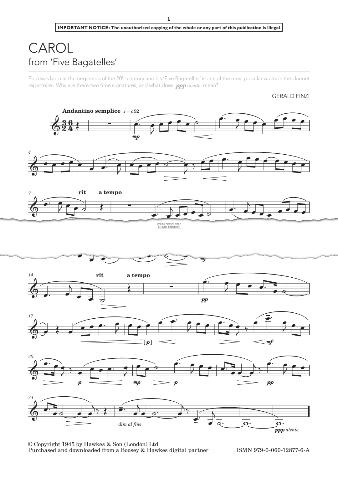 gallery: Carol (from 'Five Bagatelles'), Gerald Finzi