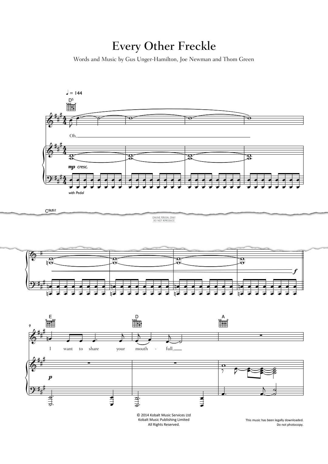 Produktgalerie: Seite 1 von 1 Every Other Freckle, Alt-J, Gesang, Gitarre, Klavier