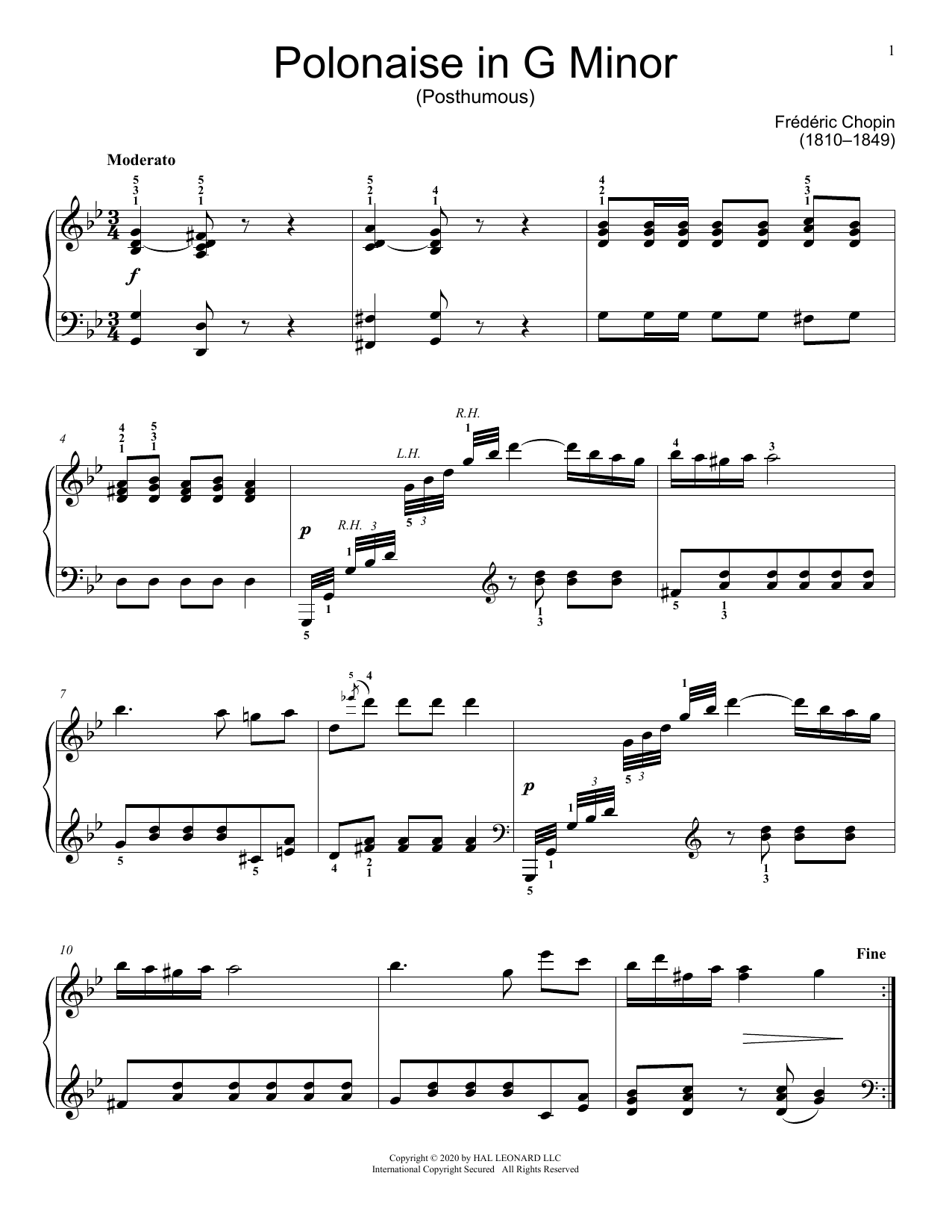 Product picture to: Polonaise In G Minor, KK IIa, No. 1