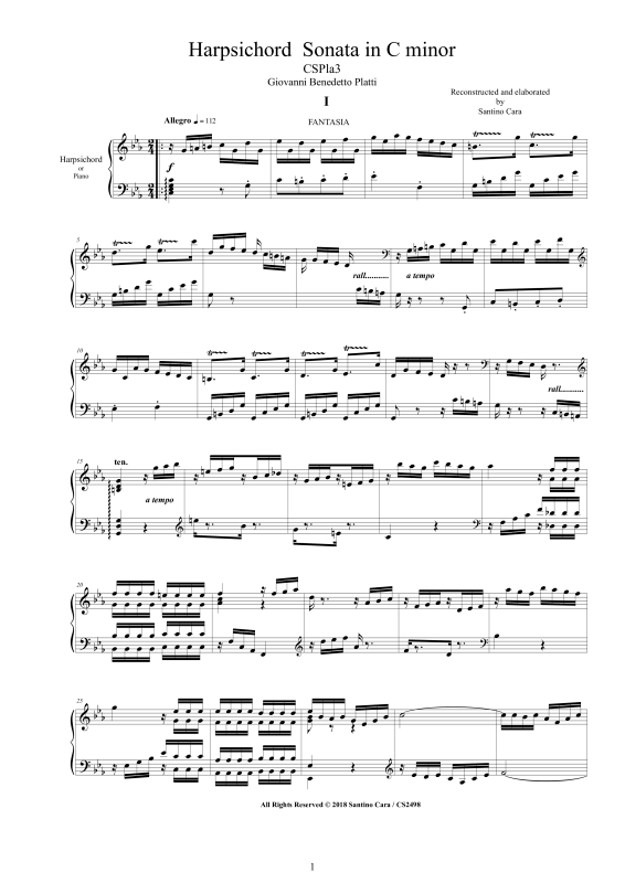 Produktbild zu: Cembalo Sonate Nr. 2 in C-Moll Op.4Giovanni Benedetto Platti