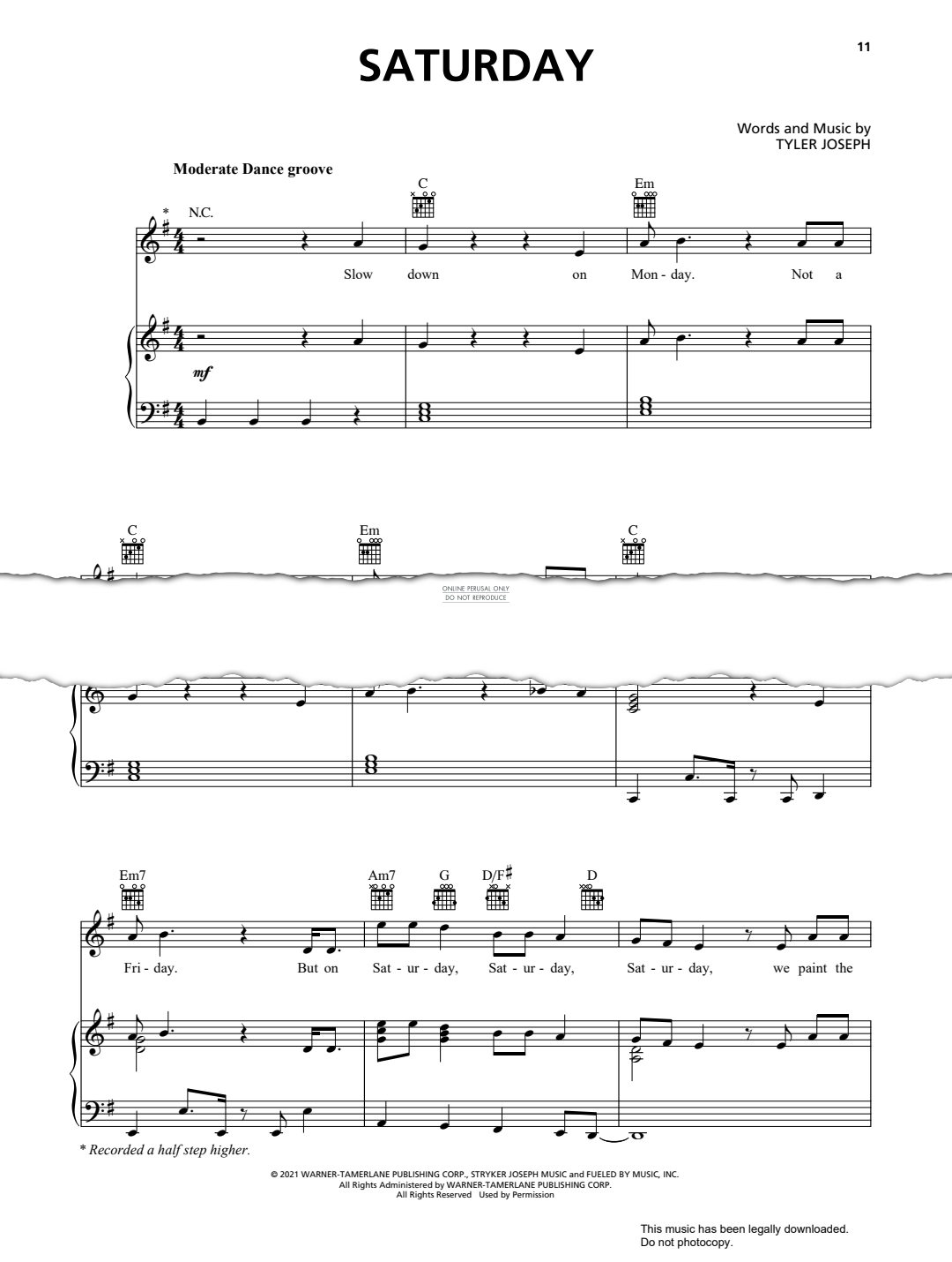 Produktgalerie: Seite 1 von 1 Saturday, Twenty One Pilots, Gesang, Gitarre, Klavier