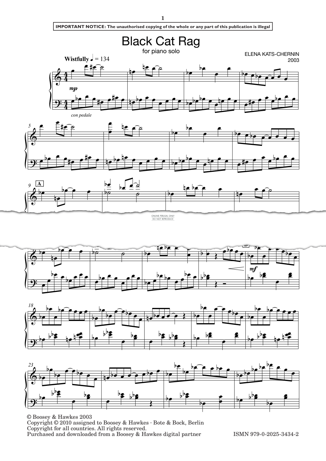 Produktgalerie: Seite 1 von 1 Black Cat Rag, Elena Kats-Chernin, Klavier