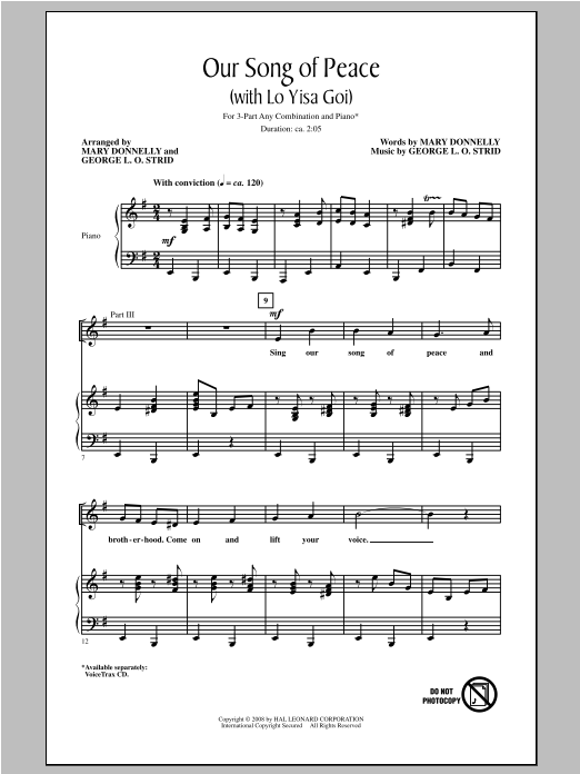 Product gallery: Page 1 of 1 Our Song of Peace (with Lo Yisa Goi), Mary Donnelly