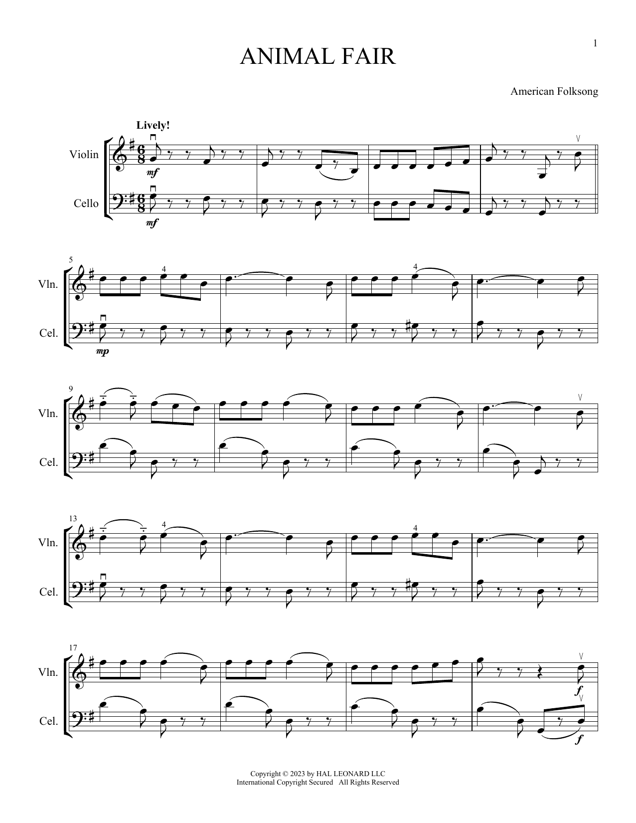 Produktgalerie: Seite 1 von 1 Animal Fair (arr. Michelle Hynson), American Folksong