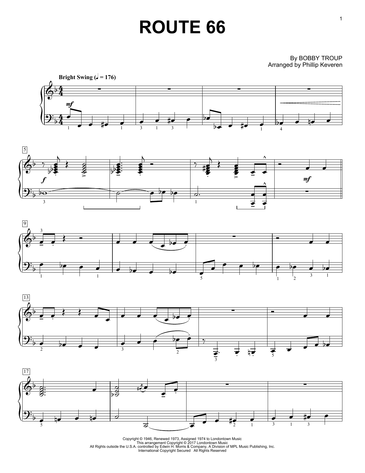 Product gallery: Page 1 of 1 Route 66 (arr. Phillip Keveren), Bobby Troup