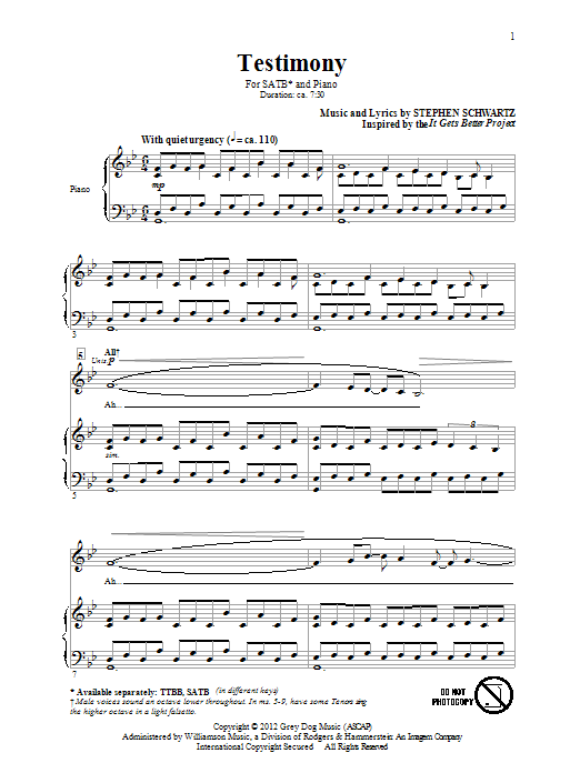 Produktgalerie: Seite 1 von 1 Testimony, Stephen Schwartz, Chor