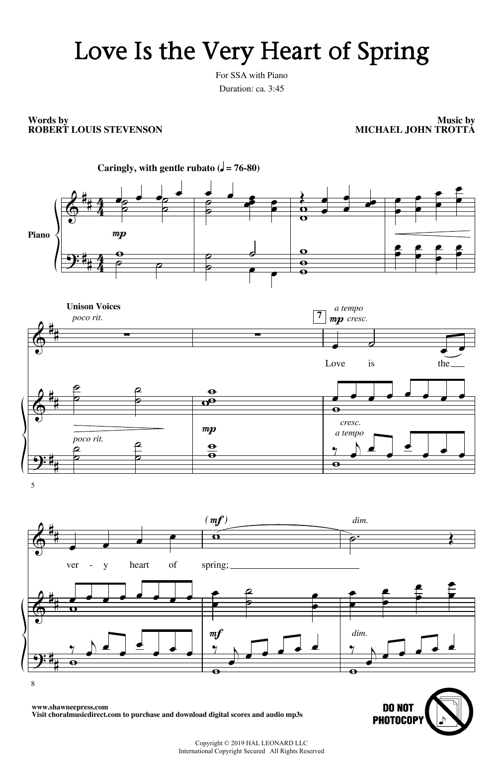 Produktgalerie: Seite 1 von 1 Love Is The Very Heart Of Spring, Robert Louis Stevenson, Chor