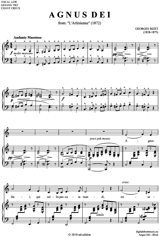 Product picture to: Agnus Dei Georges Bizet (1838-1875)