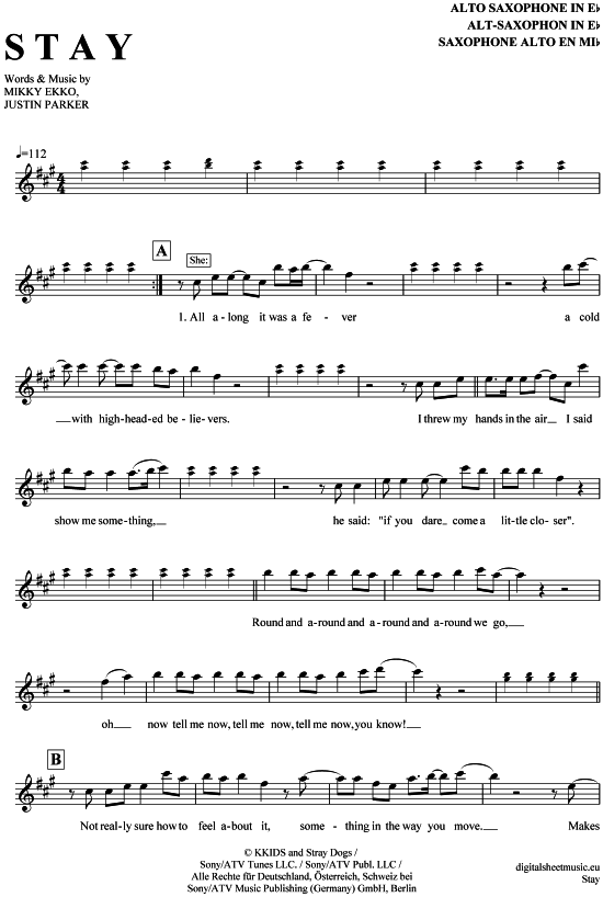 Product gallery: Page 1 of 4 Stay (feat. Mikky Ekko) , Rihanna, alto saxophone