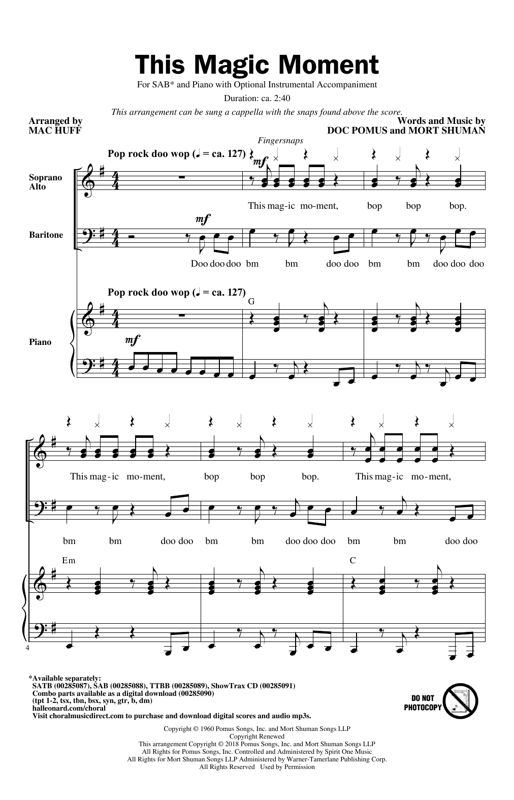Produktbild zu: This Magic Moment (arr. Mac Huff)