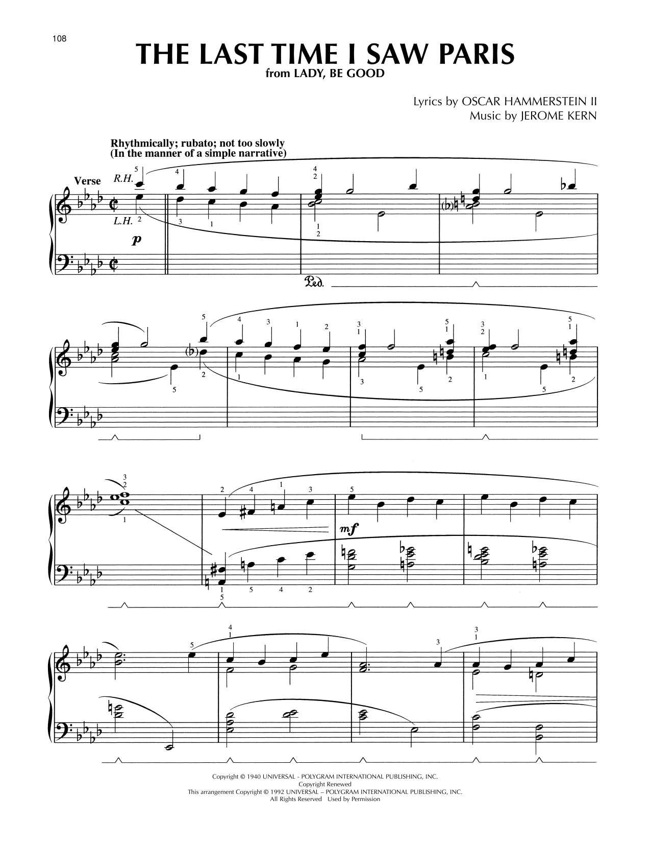 Produktbild zu: The Last Time I Saw Paris (arr. Lee Evans)