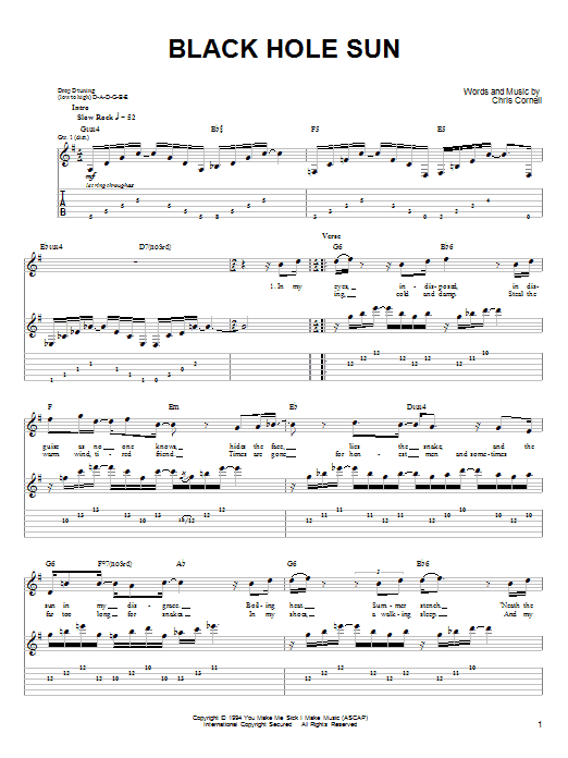 Produktgalerie: Seite 1 von 1 Black Hole Sun, Soundgarden, Gitarre
