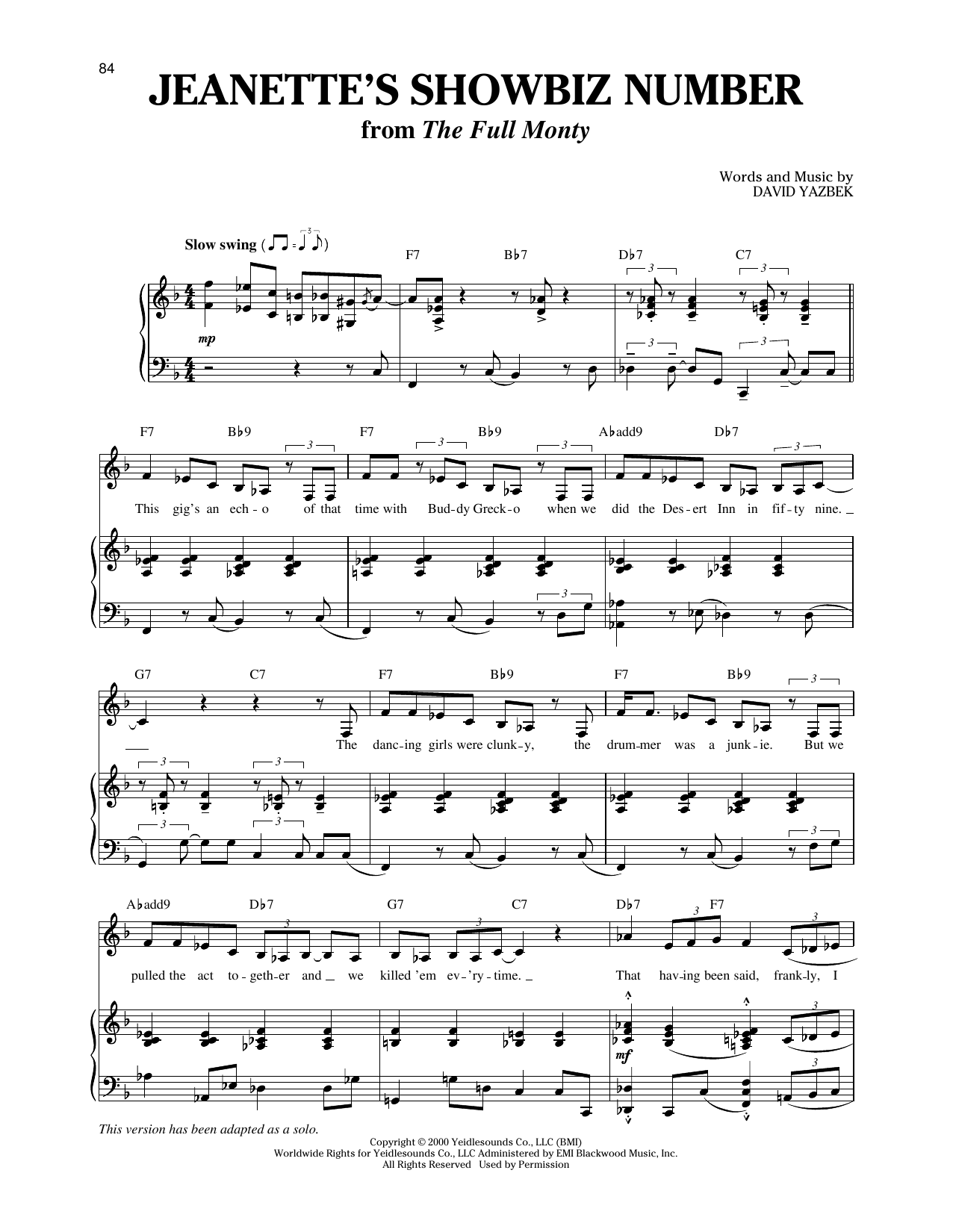 Produktbild zu: Jeanette's Showbiz Number (from The Full Monty)