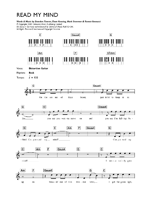 Produktgalerie: Seite 1 von 1 Read My Mind, The Killers, Melodieinstrument