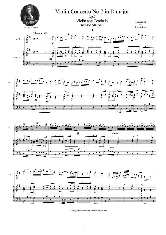Produktbild zu: Violin Concerto No.7 in D-Dur Op.9Tomaso Albinoni