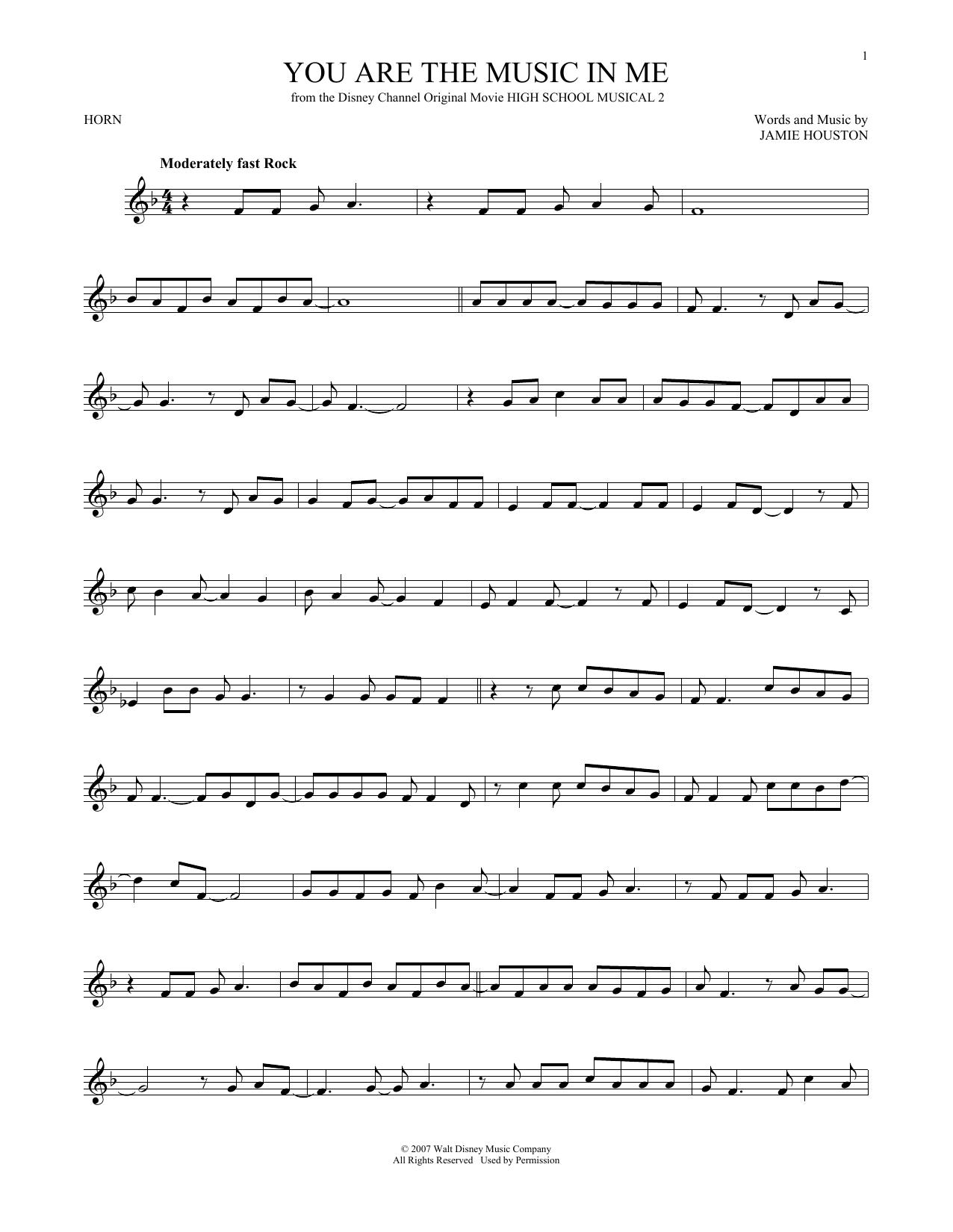 Produktgalerie: Seite 1 von 1 You Are The Music In Me (from High School Musical 2), Zac Efron & Vanessa Hudgens, Horn