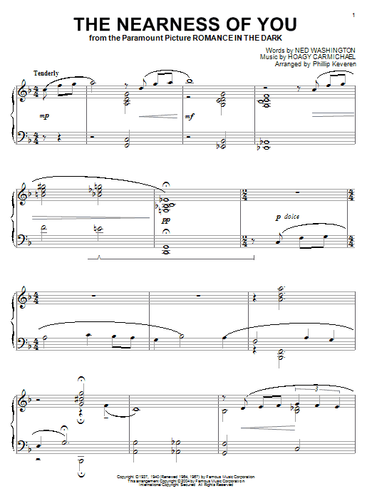 Product picture to: The Nearness Of You (arr. Phillip Keveren)