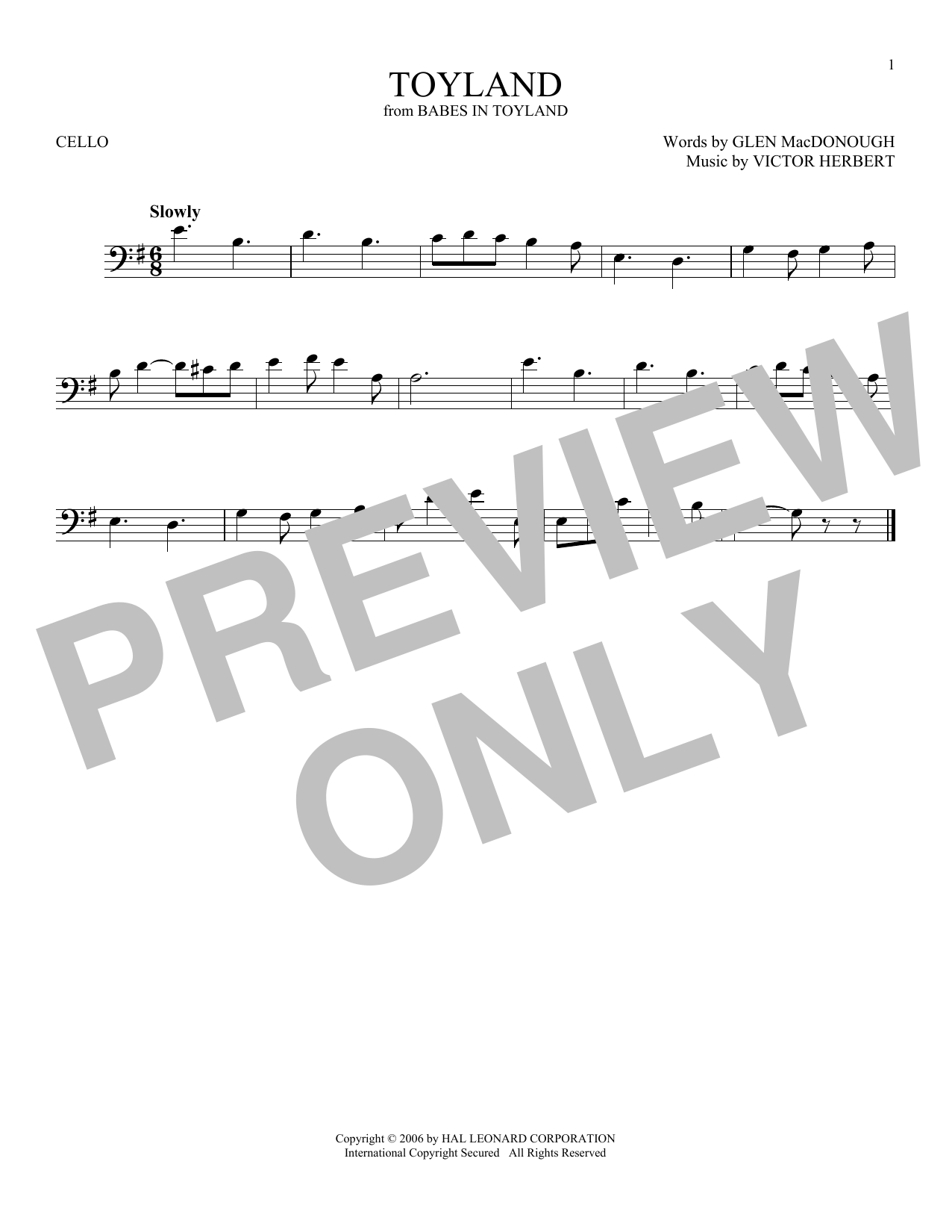 Produktgalerie: Seite 1 von 1 Toyland, Victor Herbert, Violoncello