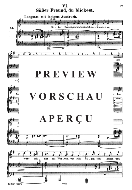 Product gallery: Page 2 of 4 Süsser Freund, du blickest, Op.42 No.6, , High Voice and Piano
