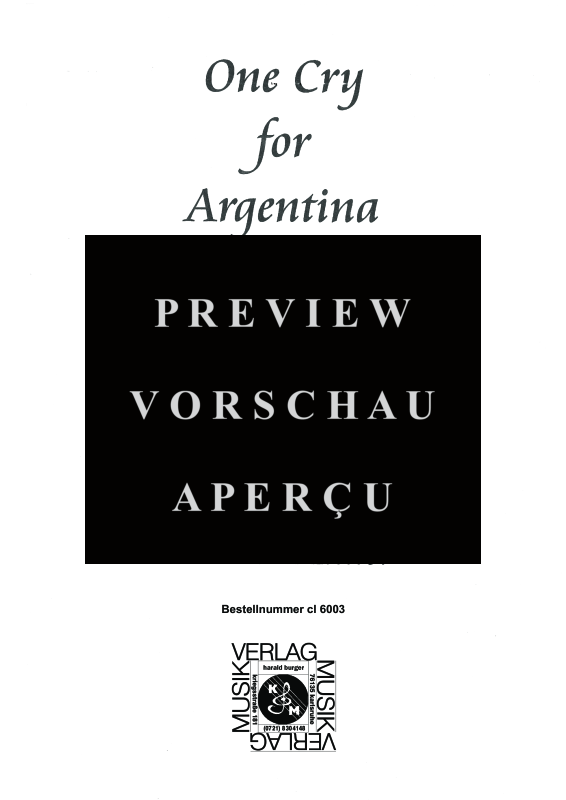 gallery: One Cry For Argentina - Suite für ein Melodieinstrument & Gitarre, , A-Klarinette - Einzelstimme